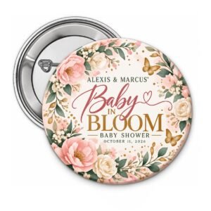 Baby in Bloom Baby Shower Buttons