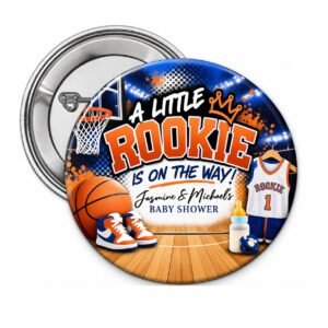 A Little Rookie Theme Personalized Button Pin On
