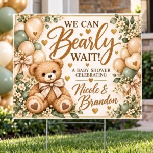 Yard Sign Blue Flowers Baby Shower Drive By