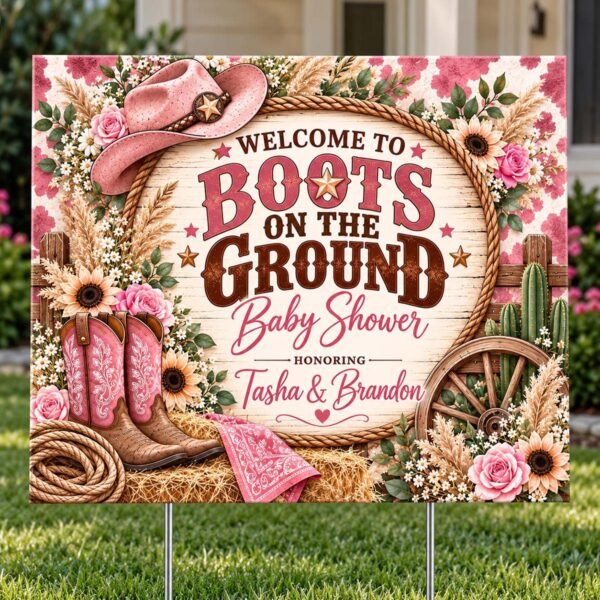 Western Pink Baby Shower Welcome Sign