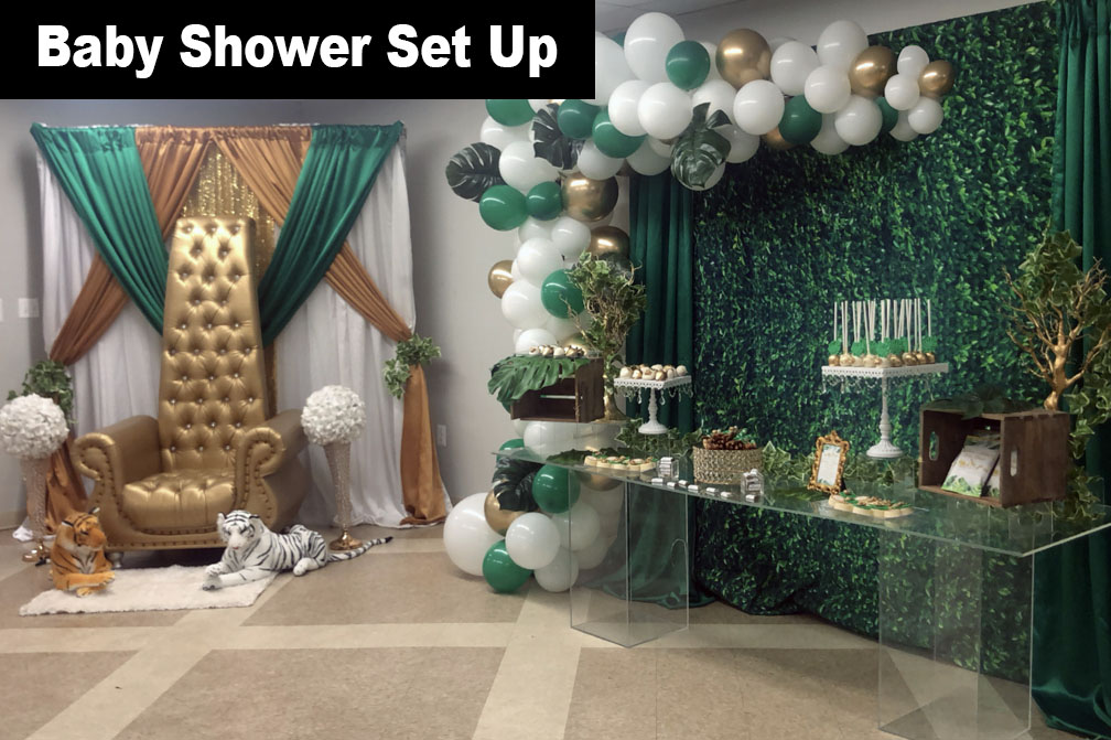 elegant safari-baby shower setup