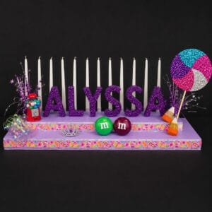 The Brat Shack Candy Theme Name Candelabra