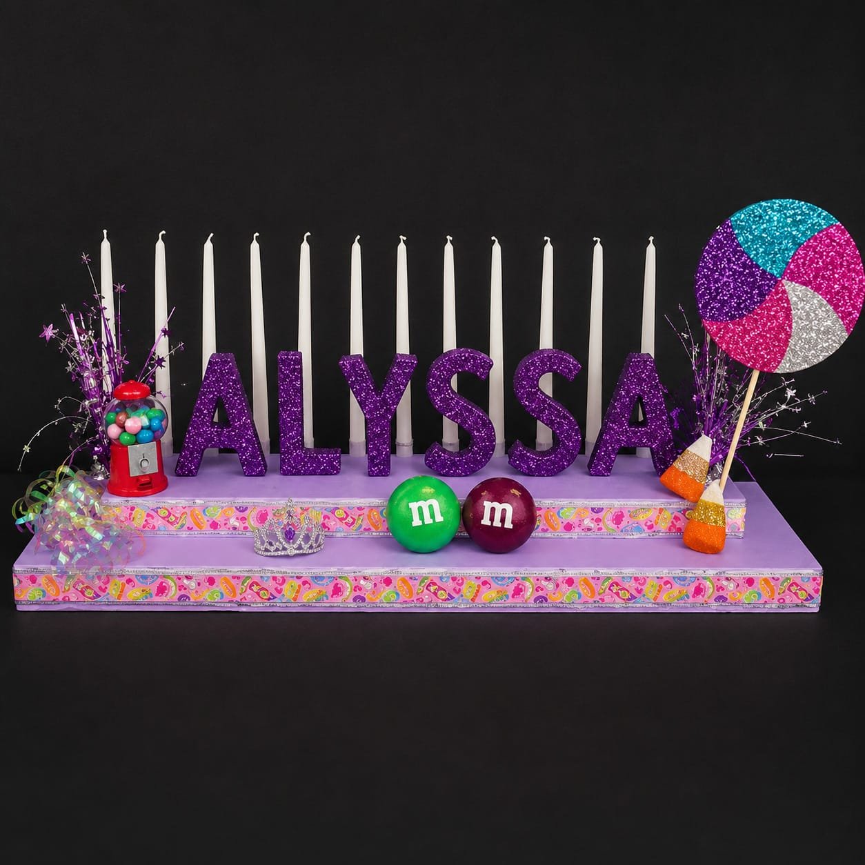 The Brat Shack Candy Theme Name Candelabra