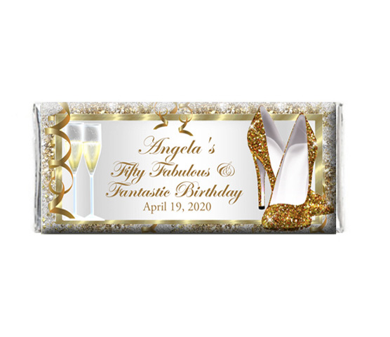Golden Fabulous Heels Party Chocolate Wrapper