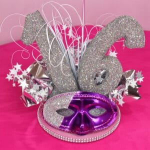 sweet 16 mask centerpiece