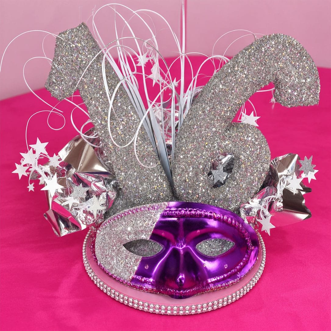 sweet 16 mask centerpiece