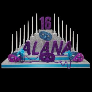 The Brat Shack Masquerade sweet 16 candelabra