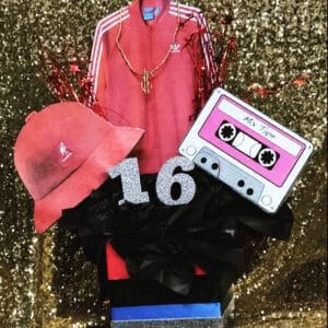 old school centerpiece sweet 16 swag 16