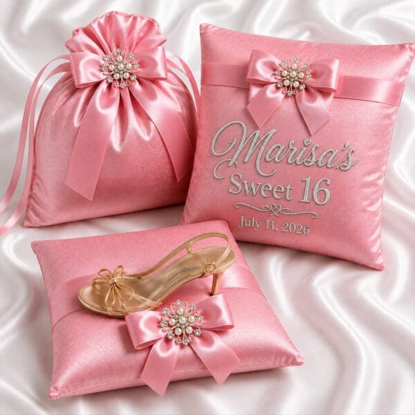 personalized sweet 16 pillow set and money bag The Brat Shack