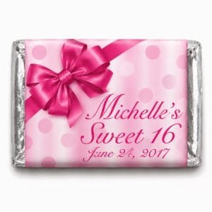 pink bow-hershey miniature personalized favor