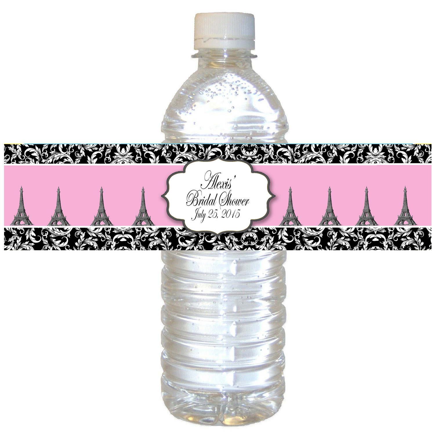 Parisian Glitter Water Bottle Labels 5 To A Sheet