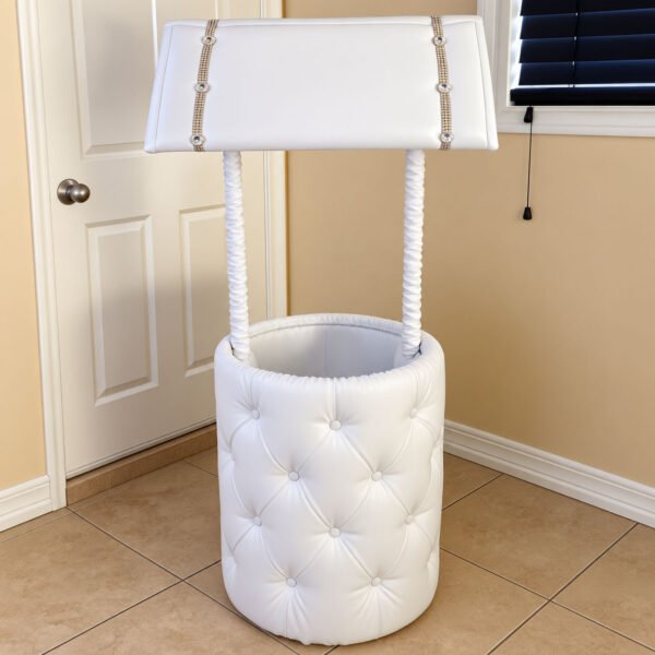 Elegant White Tufted Wishing Well for rent