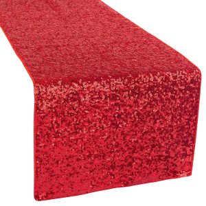 red sequins table runner for rent