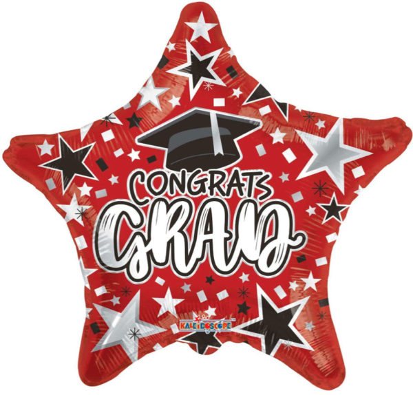 Red Congrats Grad- Star Graduation Mylar Balloon 18in