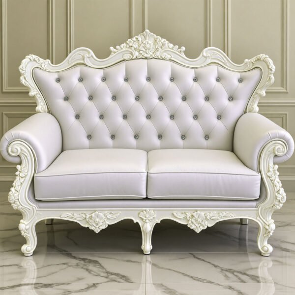 White Royal Double Throne Loveseat Bench Rental