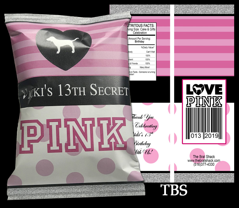 Victoria Secret's Pink Party Favor Chip Bags - The Brat Shack, NY