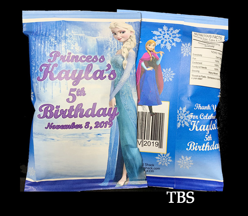 Frozen Inspired Party Favor Chip Bags - The Brat Shack, NY