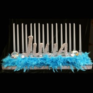 The brat shack diamond and feather candelabra