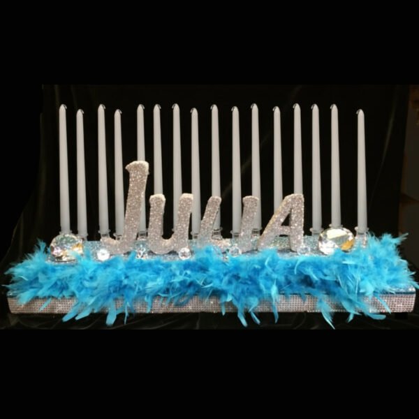 The brat shack diamond and feather candelabra