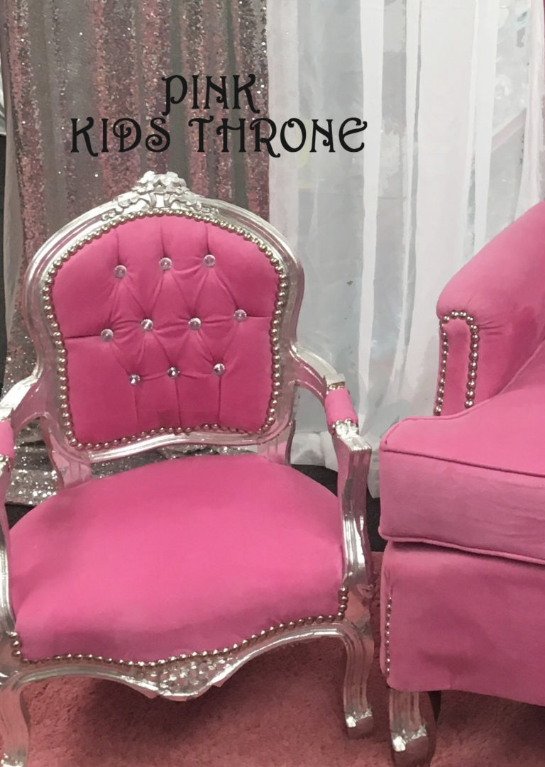 Pink Kiddy Throne Chair Rental for Kid Birthdays & Baby Shower The