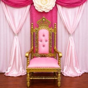 The Brat Shack pink princess throne chair
