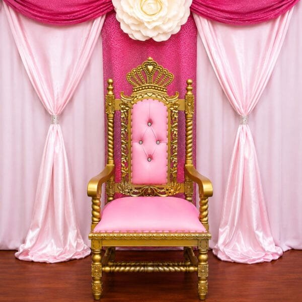 The Brat Shack pink princess throne chair for rent