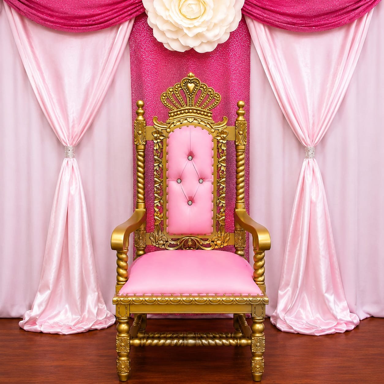 The Brat Shack pink princess throne chair