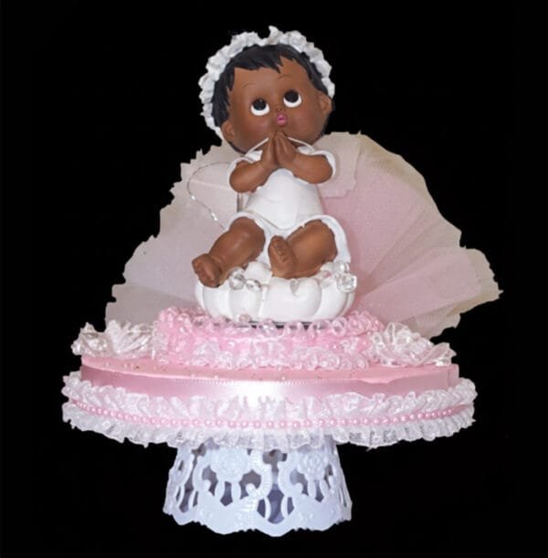 Angel Baby girl on cloud cake topper for baptism