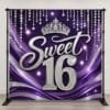 purple dazzling sweet 16 backdrop
