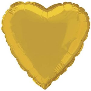 gold shiny heart mylar shaped balloon