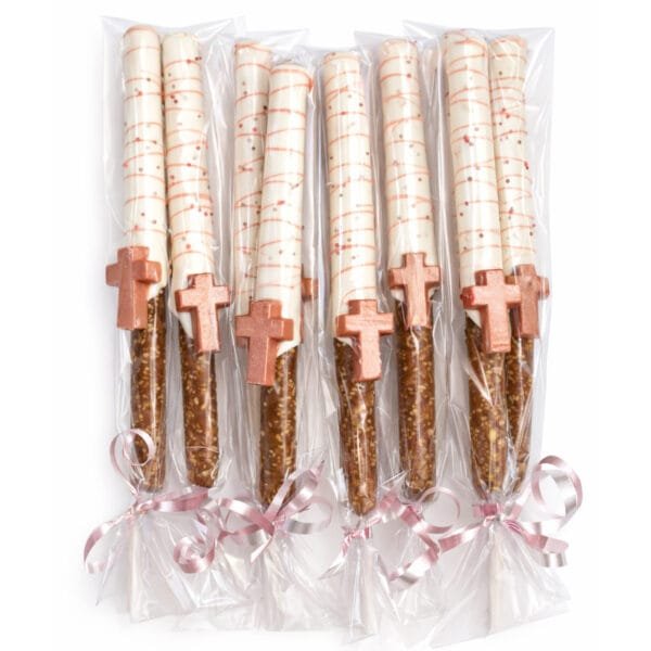Religious Cross Christening / Communion Theme Chocolate Covered Pretzels Treats