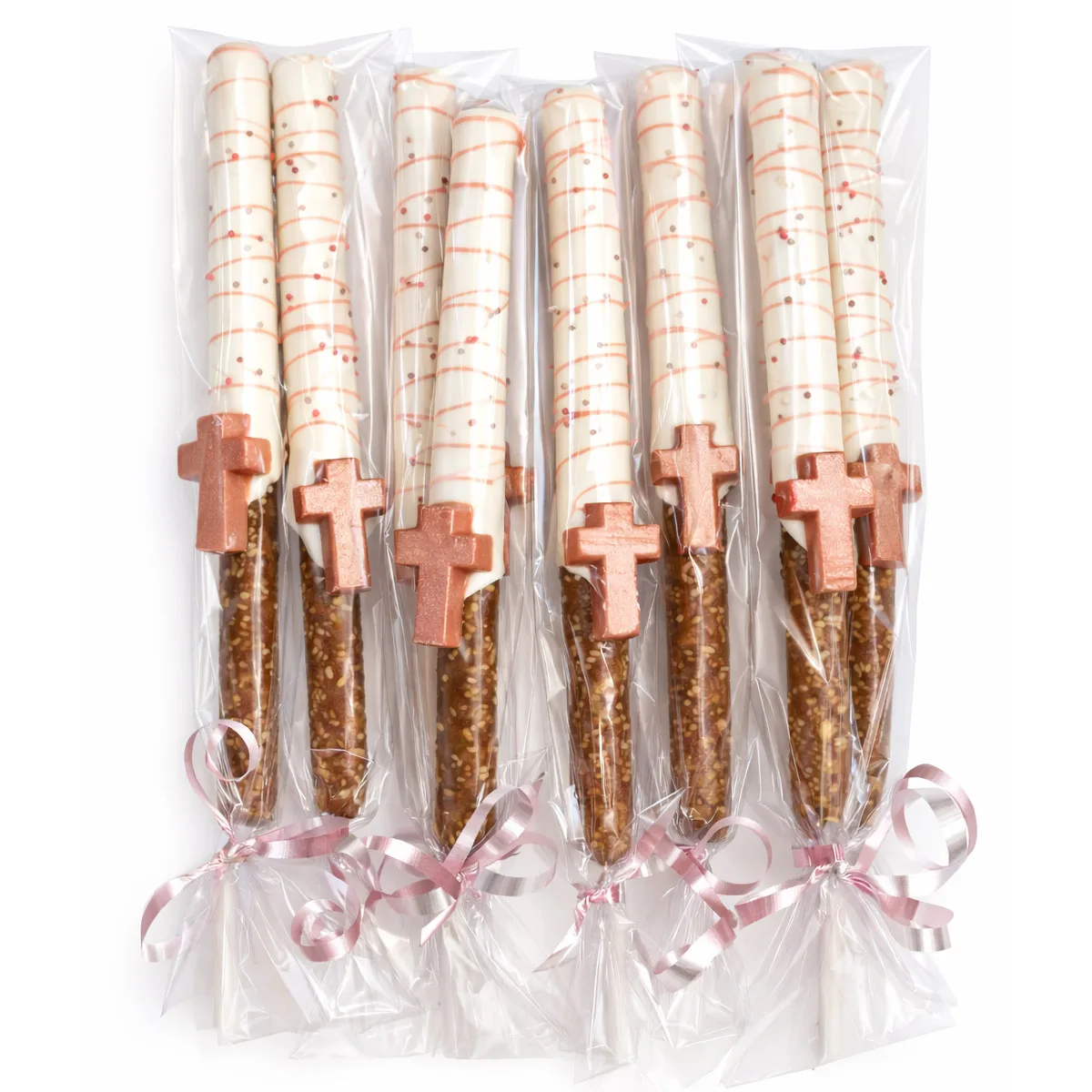 Religious Cross Christening / Communion Theme Chocolate Covered Pretzels Treats