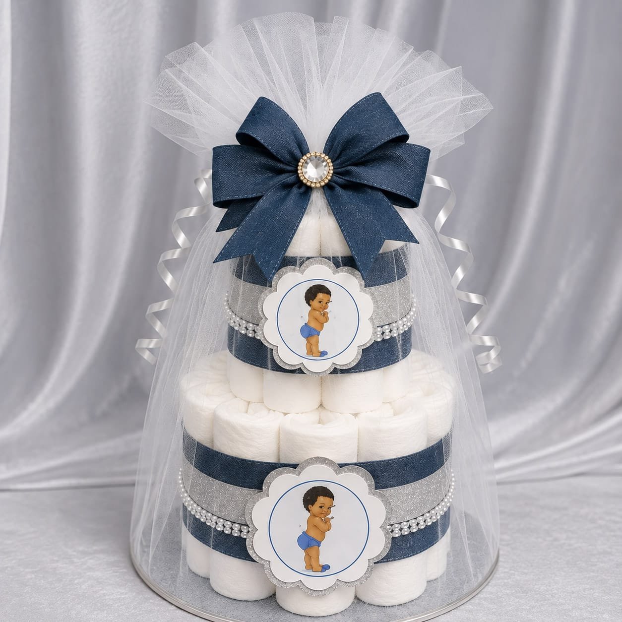 The brat shack denim diaper cake