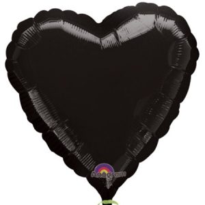 black shiny heart mylar shaped balloon