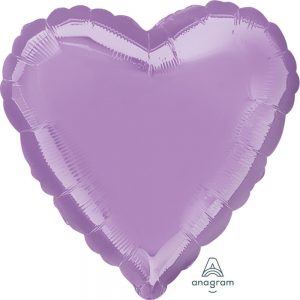 lavender shiny heart mylar shaped balloon