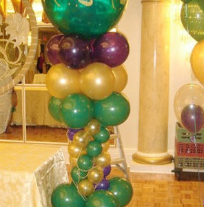 The brat shack mardi gras balloon column
