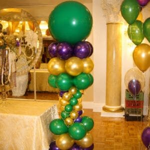 The brat shack mardi gras balloon column