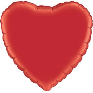 red shiny heart mylar shaped balloon