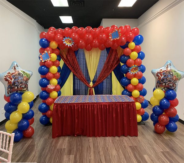 super hero balloon arch