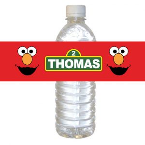 Elmo water bottle label