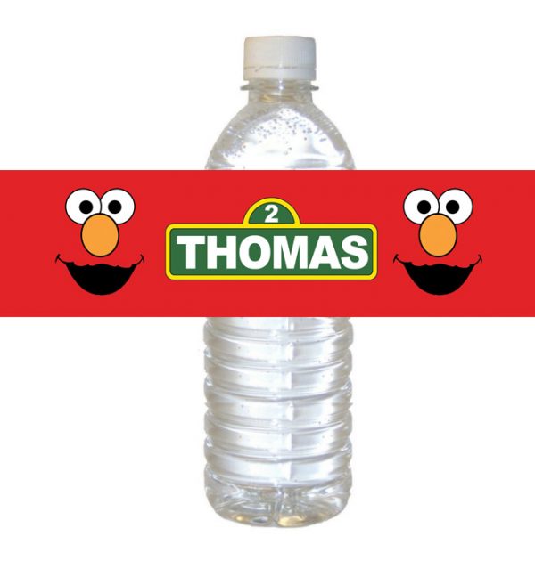 Elmo water bottle label