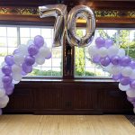 70th birthday balloon arch