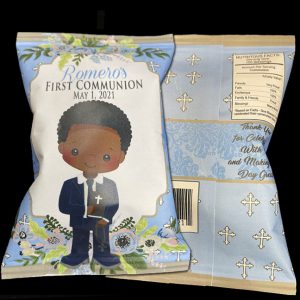floral Communion Boy Chip Bag Favor