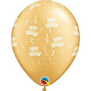 Gold Happy Birthday Latex Balloon
