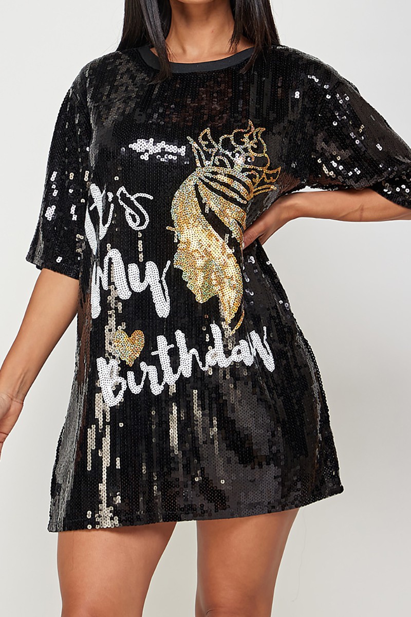 Birthday Sequins Shirt Dress - The Brat Shack Party Store