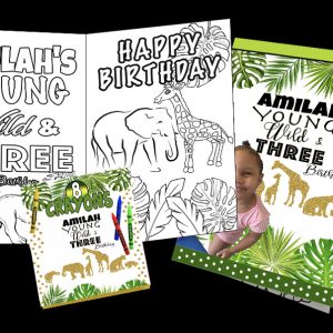 Wild Safari Birthday coloring pack