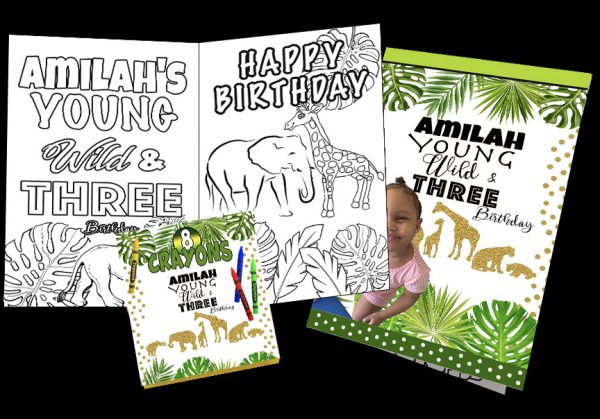 Wild Safari Birthday coloring pack