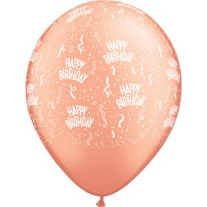 Rose Gold Happy Birthday Latex Balloon