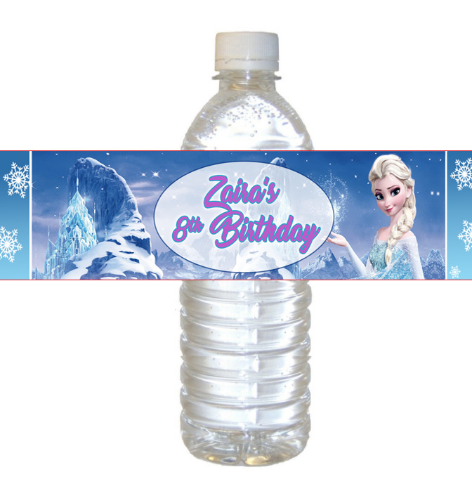 Personalized Frozen Theme Water Bottle Label at The Brat Shack
