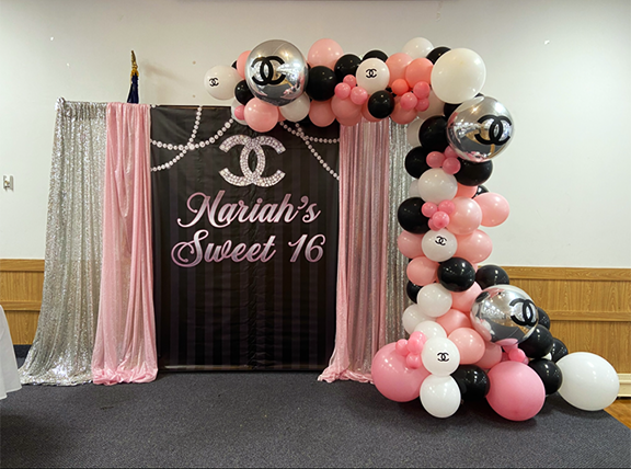 Decor Package A - Back Drop and Balloon Arch Chanel Inspired - The Brat  Shack Party Store